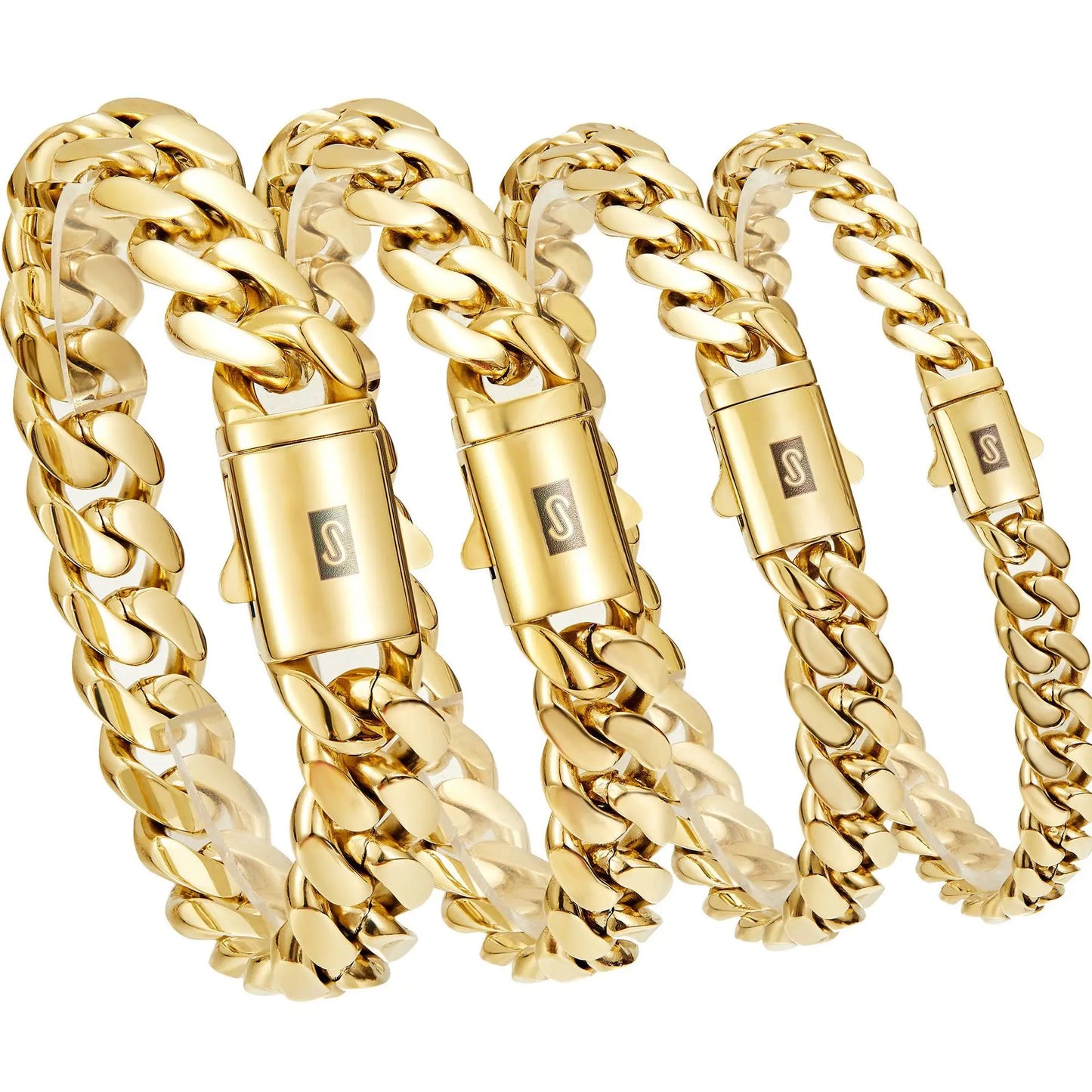 Esclava estilo monaco cubana con chapado de oro PVD de 14K